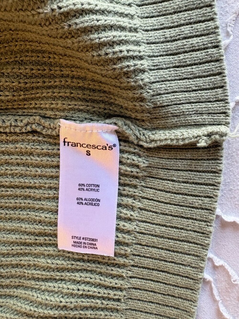 NWOT Francesca's Collections Mi Ami Monica Floral Embroidered Cardigan - Olive - Picture 5 of 6